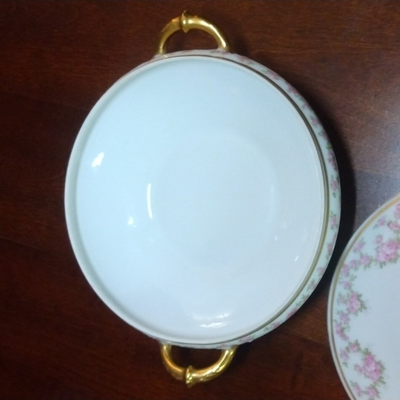 Limoges France Floral and Gold Leaf 8" Covered Vegetable Dish - Picture 7 of 11